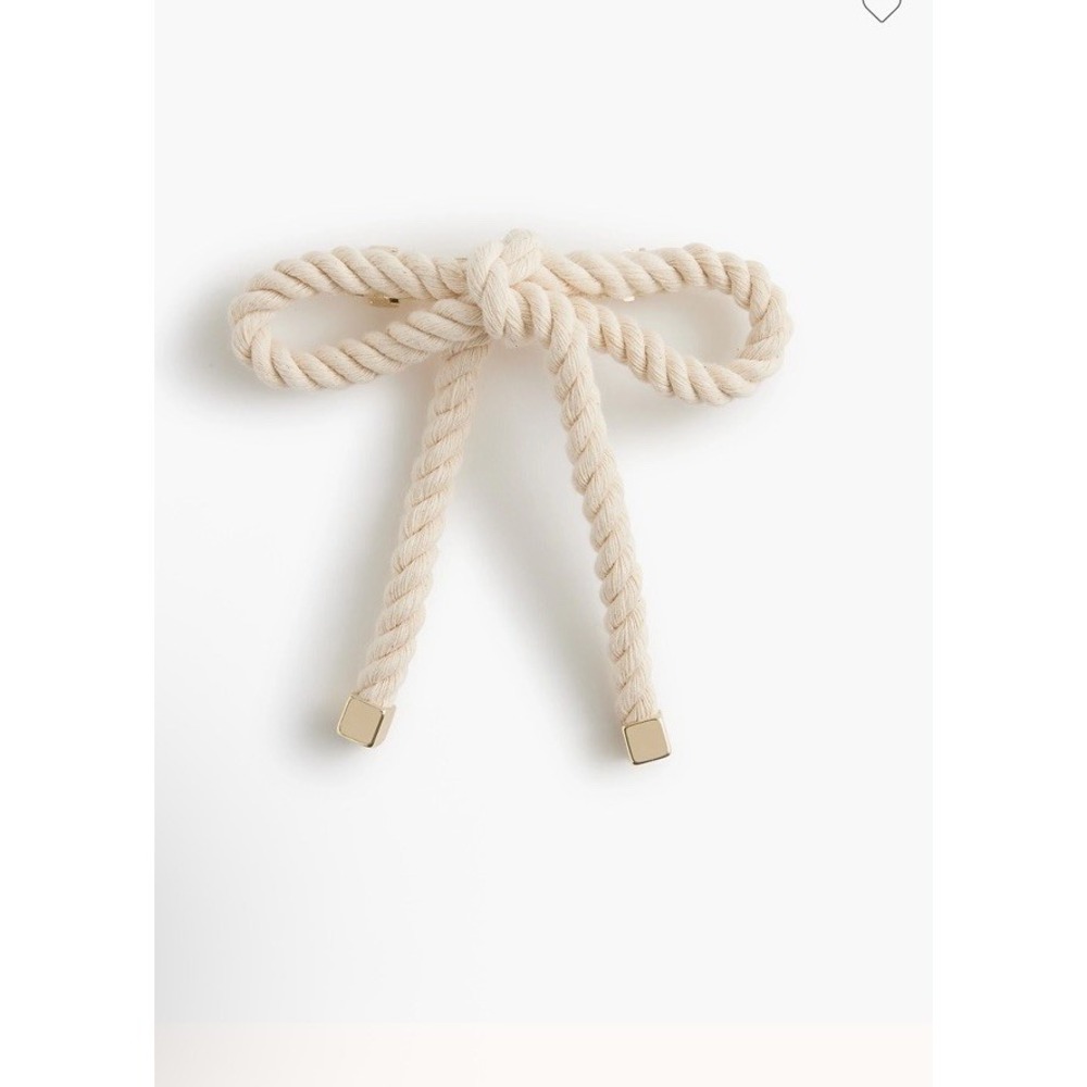 J.Crew Factory Rope Bow Barrette Ivory One Size New Retail $34